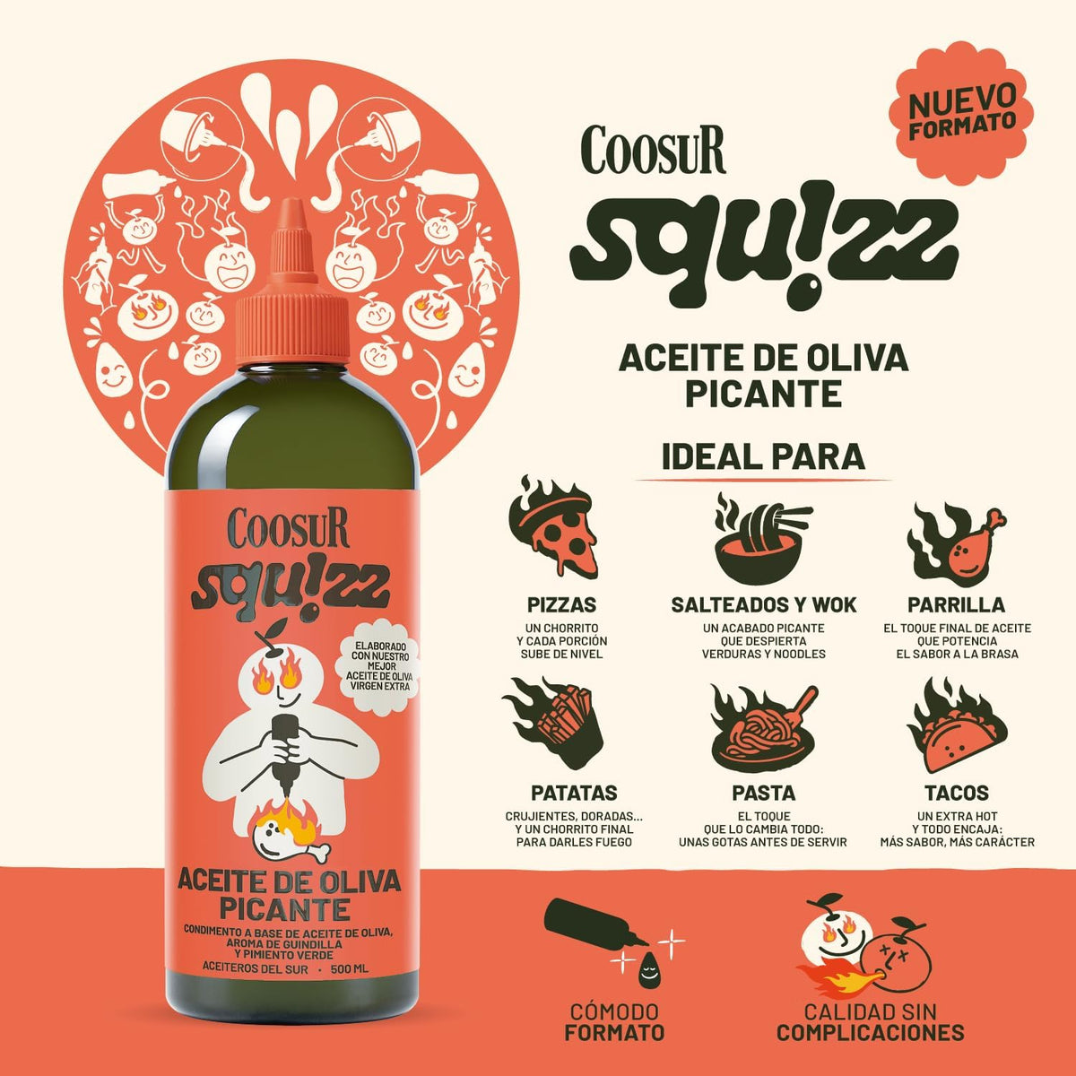 Aceite de Oliva Virgen Extra Coosur SQUIZZ Picante 500ml