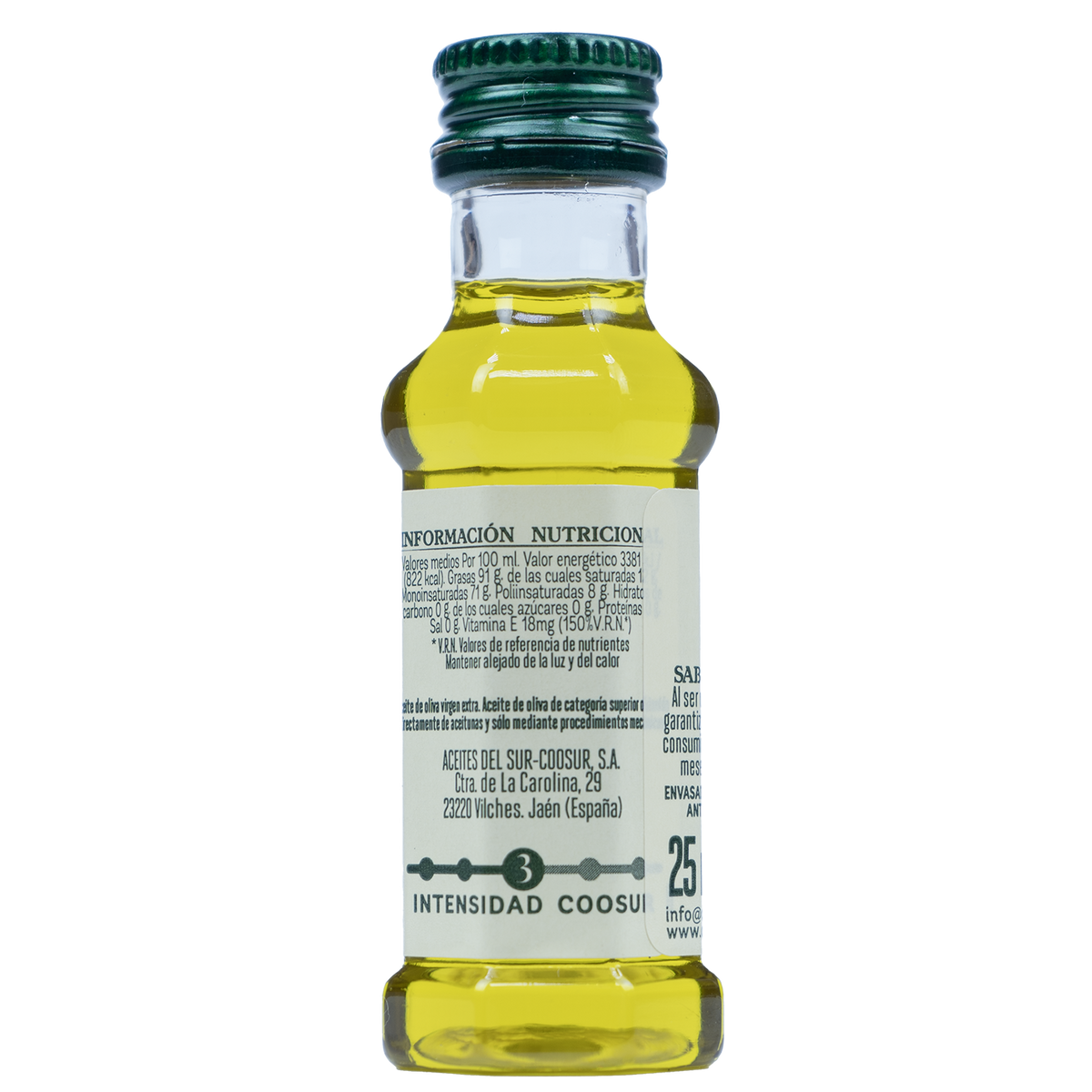 Caja de 300 uds miniaturas de aceite de oliva virgen extra 25 ml