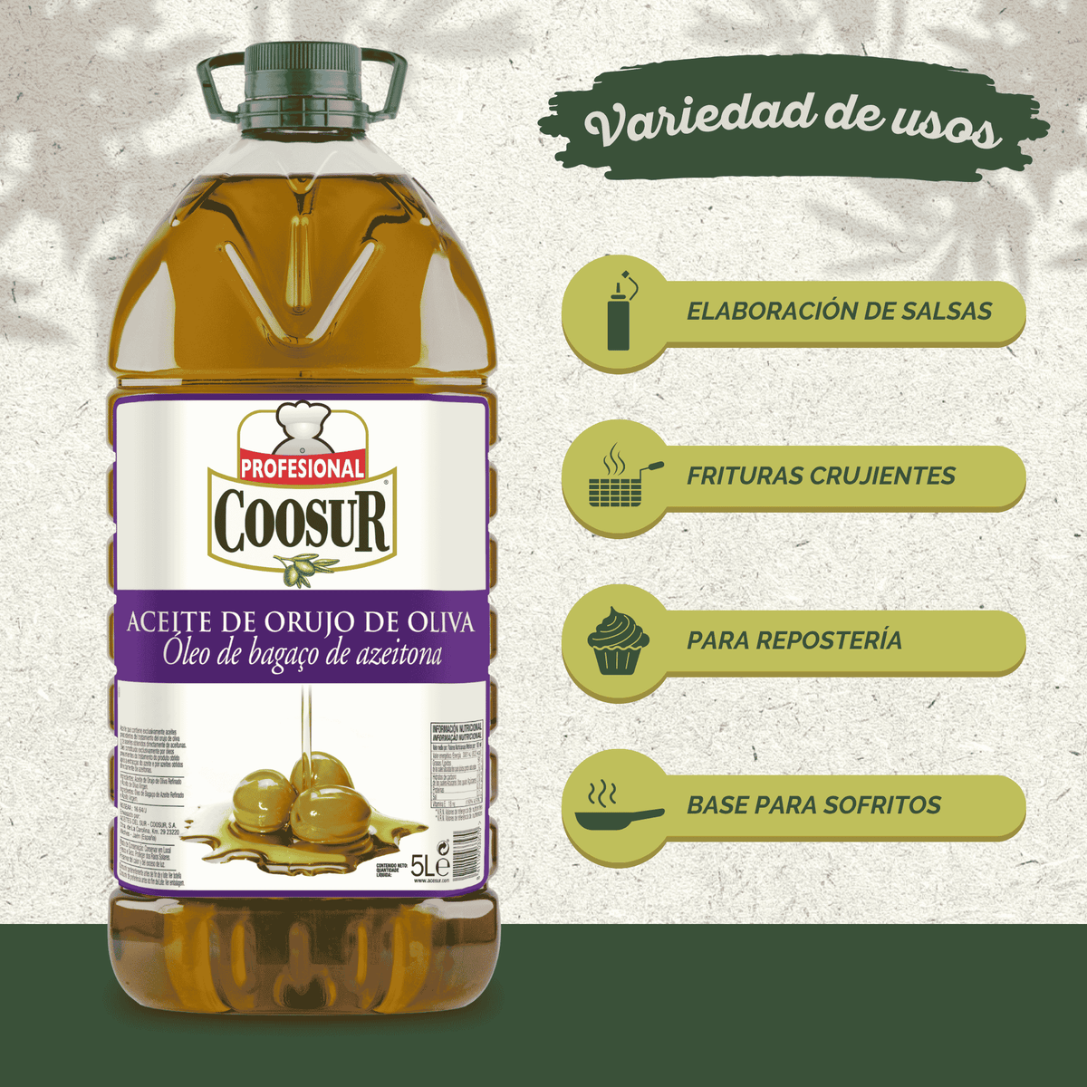 Aceite de Orujo de Oliva Coosur Profesional garrafa de 5L
