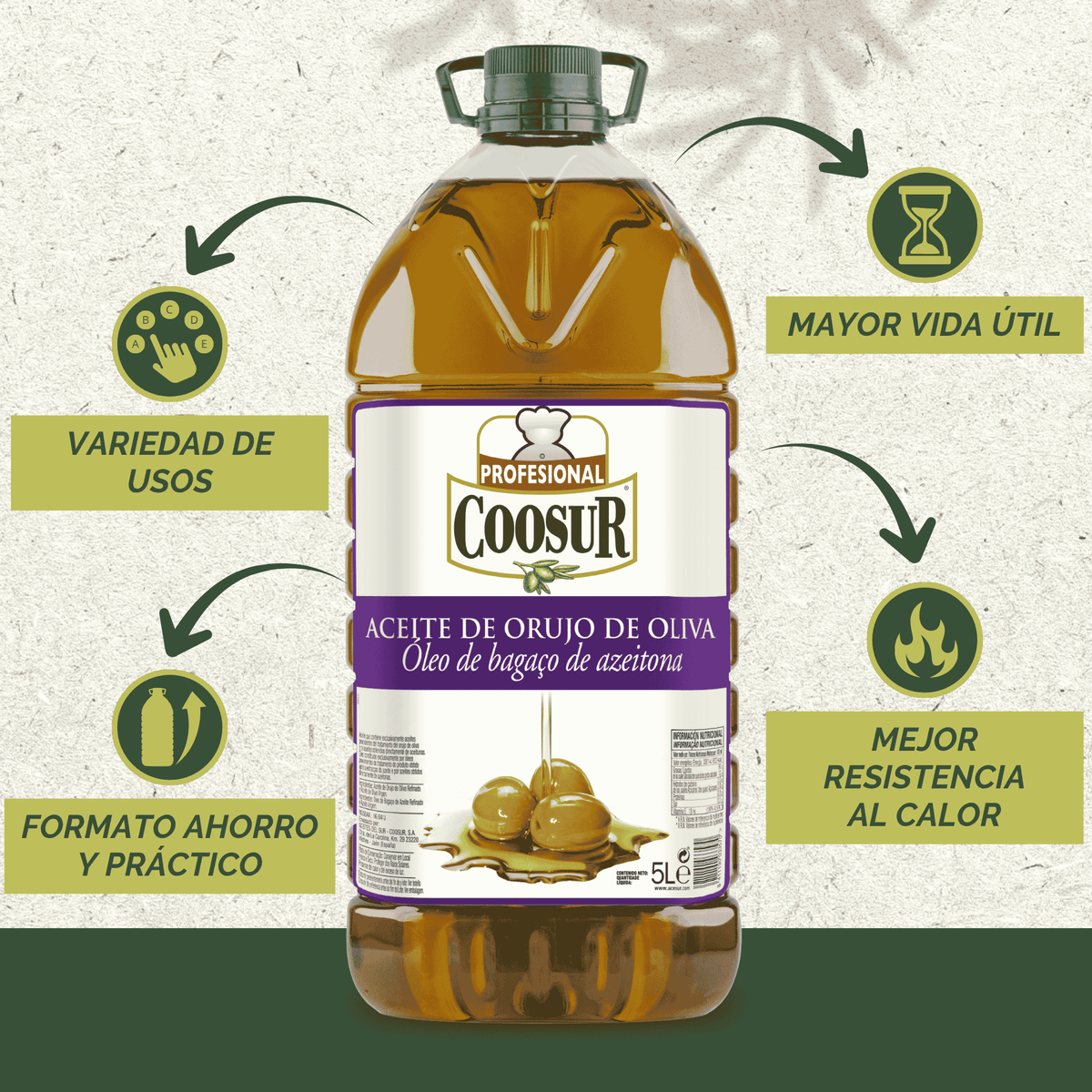 Aceite de Orujo de Oliva Coosur Profesional garrafa de 5L